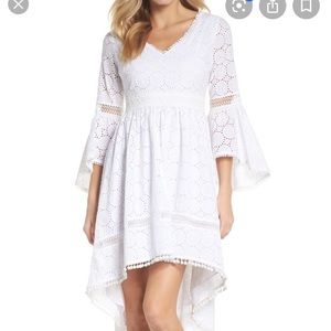 ELIZA J eyelet embroidered white dress